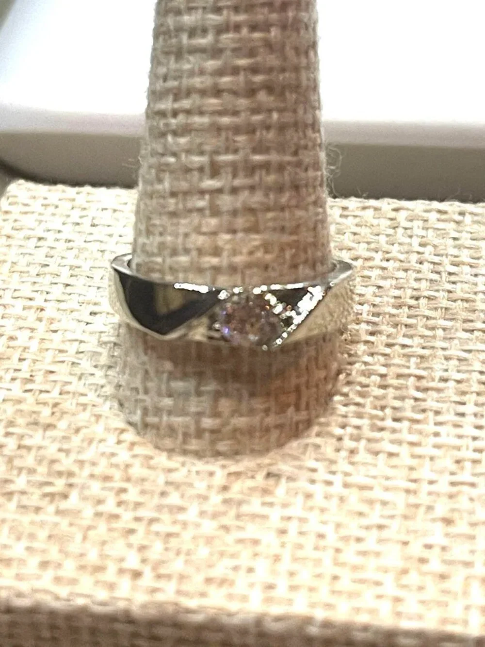 Vitg 90s Silver Tone Fashion Ring Lot Crystal Cluster Faux Amethyst Solitaire 6
